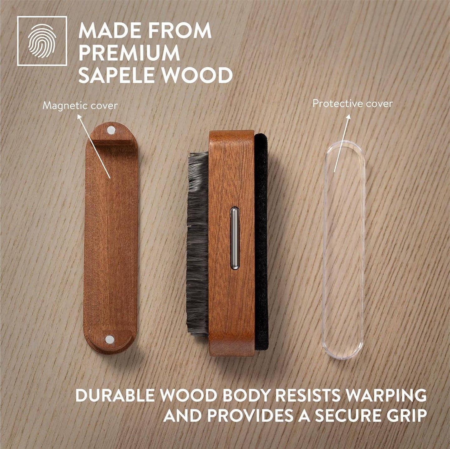2-in-1 Premium Wooden Record Cleaning Brush