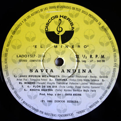 Savia Andina : El Minero (LP, Album, sle)