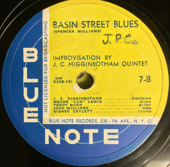 Port Of Harlem Seven / J.C. Higginbotham Quintet : Blues For Tommy / Basin Street Blues (Shellac, 12")