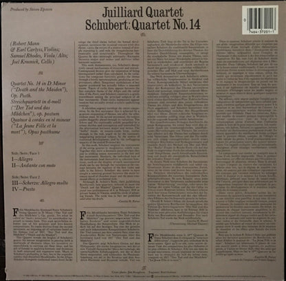 Franz Schubert, Juilliard String Quartet : Quartet No.14 Death And The Maiden (LP, Album)