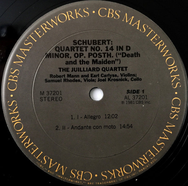 Franz Schubert, Juilliard String Quartet : Quartet No.14 Death And The Maiden (LP, Album)
