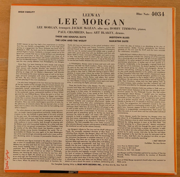 Lee Morgan : Leeway (LP, Album, Mono, RP, Dee)