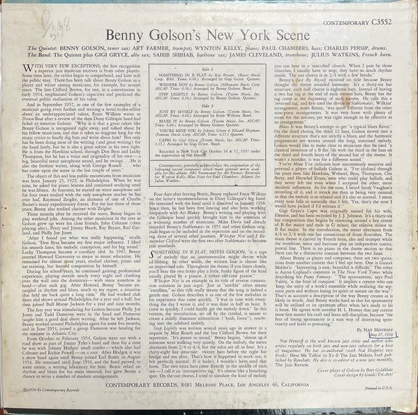 Benny Golson : Benny Golson's New York Scene (LP, Mono, Fir)