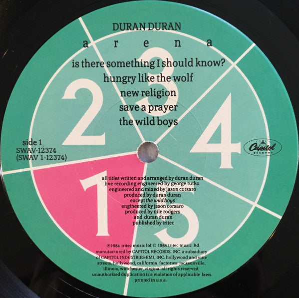 Duran Duran : Arena (LP, Album, Win)