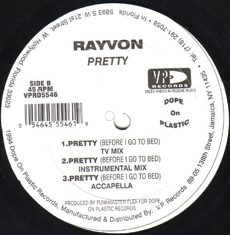 Rayvon : Pretty "Before I Go To Bed" (12", Single)