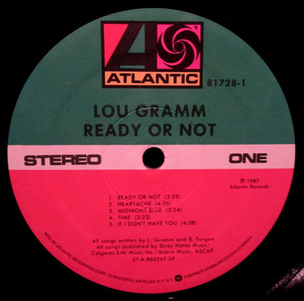 Lou Gramm : Ready Or Not (LP, Album, SP )