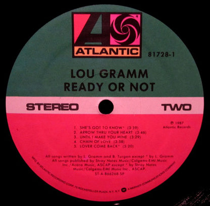 Lou Gramm : Ready Or Not (LP, Album, SP )