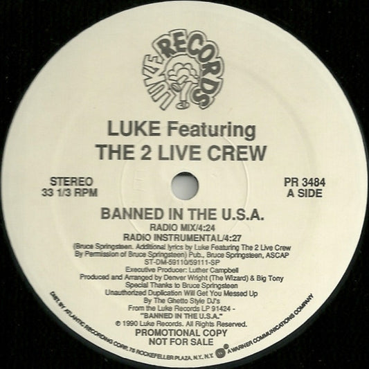 Luke Featuring The 2 Live Crew : Banned In The U.S.A. (12", Promo)