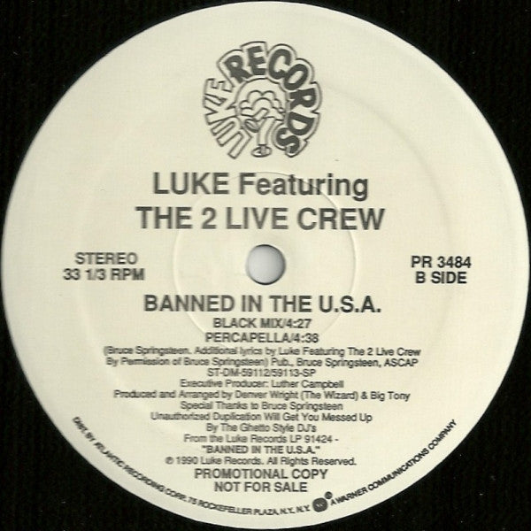 Luke Featuring The 2 Live Crew : Banned In The U.S.A. (12", Promo)