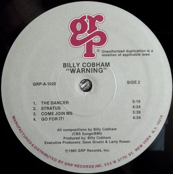 Billy Cobham : Warning (LP, Album)