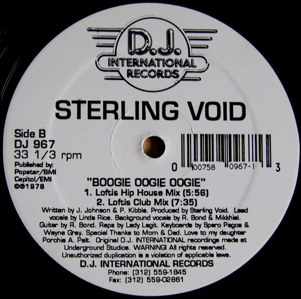 Sterling Void : Boogie Oogie Oogie (12")