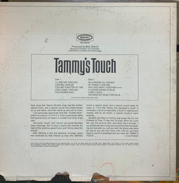 Tammy Wynette : Tammy's Touch (LP, Album, Ter)