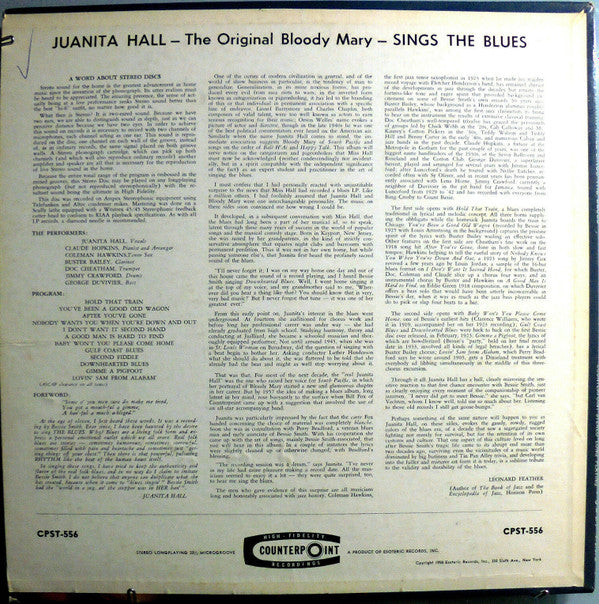 Juanita Hall With Claude Hopkins All Stars, Coleman Hawkins, Buster Bailey, Doc Cheatham, George Duvivier, Jimmy Crawford : The Original Bloody Mary Sings The Blues (LP, Album)