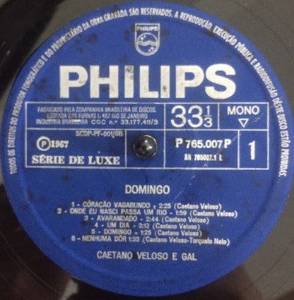 Gal Costa E Caetano Veloso : Domingo (LP, Album, Mono)