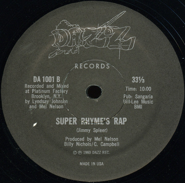 Jimmy Spleer* : Super Rhyme's Rap (12")