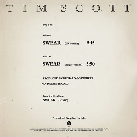 Tim Scott* : Swear (12", Promo)