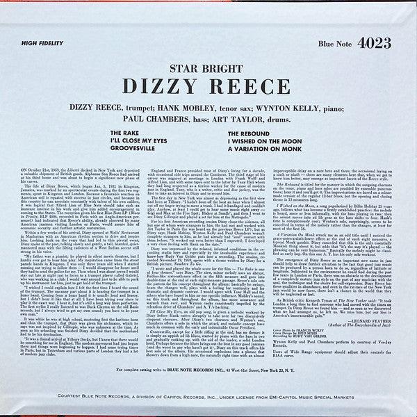 Dizzy Reece : Star Bright (LP, Mono, RE)