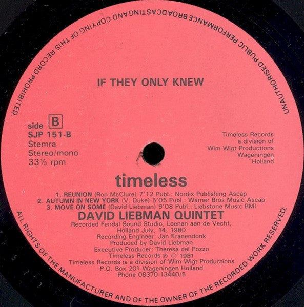 David Liebman Quintet* : If They Only Knew (LP)