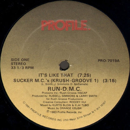 Run-DMC : It's Like That / Sucker M.C.'s (Krush-Groove 1) (12", Single, Sou)