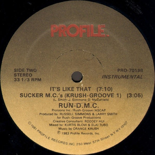Run-DMC : It's Like That / Sucker M.C.'s (Krush-Groove 1) (12", Single, Sou)
