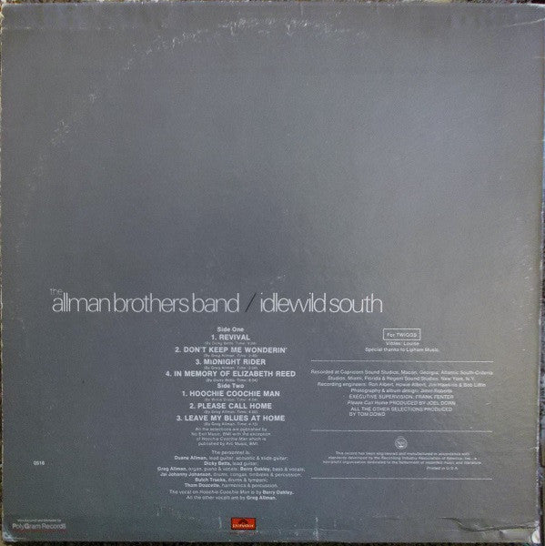 Allman Brothers Band* : Idlewild South (LP, Album, RE)