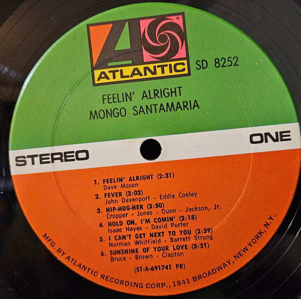 Mongo Santamaria : Feelin' Alright (LP, Album, RE, PR)