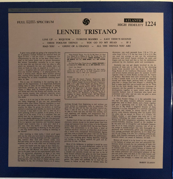 Lennie Tristano : Requiem (LP, Mono)