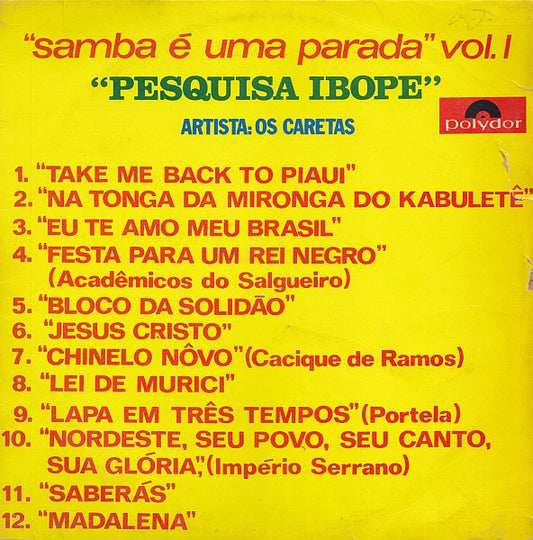 Os Caretas : Pesquisa Ibope (Samba É Uma Parada Vol. I) (LP, Mono)