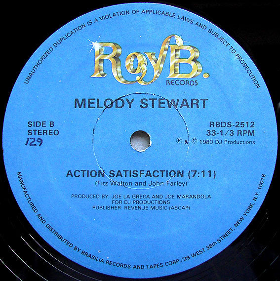 Melody Stewart : Get Down, Get Down / Action Satisfaction (12")