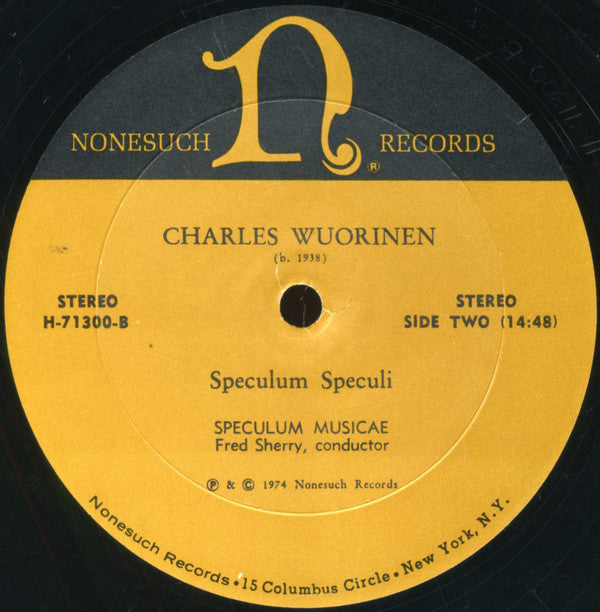 Donald Martino / Charles Wuorinen - Speculum Musicae, Daniel Shulman (2), Fred Sherry : Notturno / Speculum Speculi (LP)