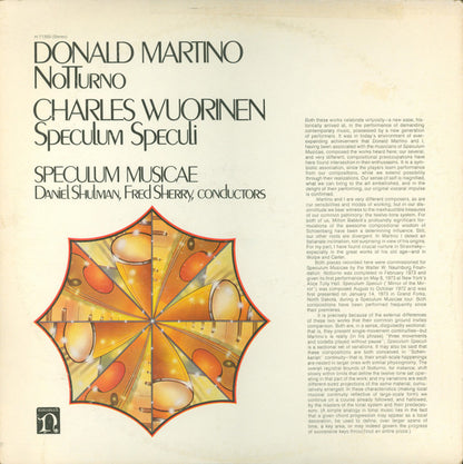 Donald Martino / Charles Wuorinen - Speculum Musicae, Daniel Shulman (2), Fred Sherry : Notturno / Speculum Speculi (LP)