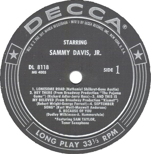 Sammy Davis Jr. : Starring Sammy Davis Jr. (LP, Album)
