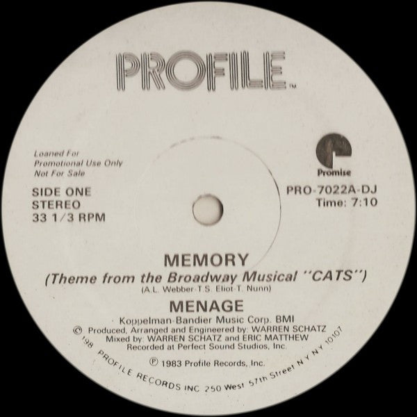 Menage (2) : Memory (12", Promo)