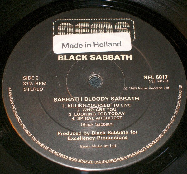 Black Sabbath : Sabbath Bloody Sabbath (LP, Album, RE)