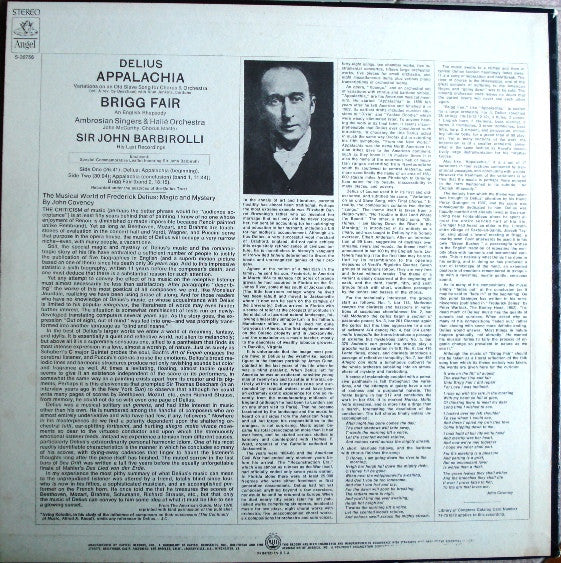 Frederick Delius - Alun Jenkins, The Ambrosian Singers, Hallé Orchestra, Sir John Barbirolli : Appalachia, Brigg Fair (LP)