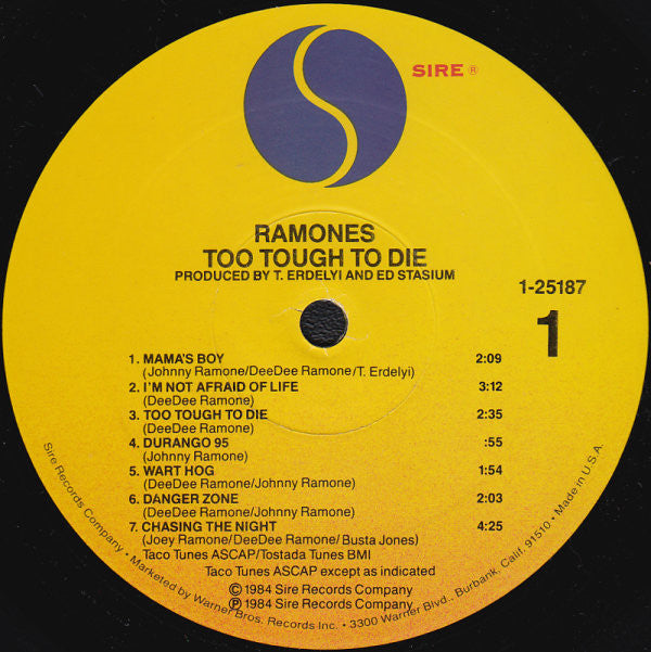 Ramones : Too Tough To Die (LP, Album, All)