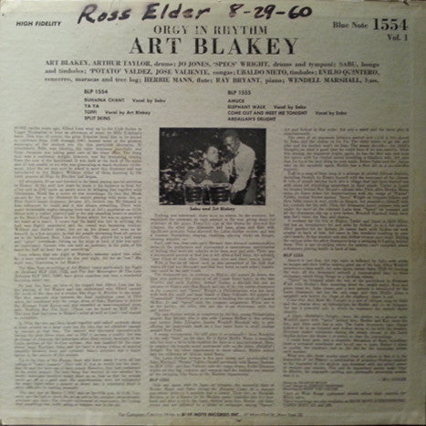 Art Blakey : Orgy In Rhythm - Volume One (LP, Album)