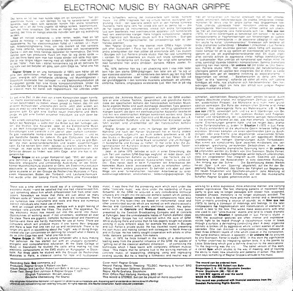 Ragnar Grippe : Electronic Compositions (LP, Album)