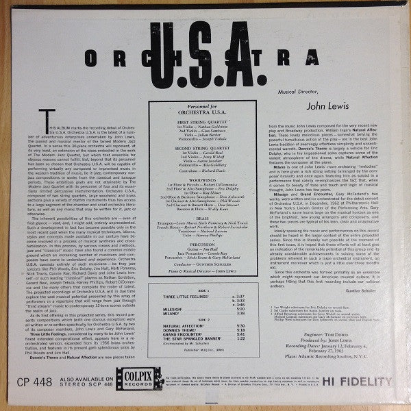 Orchestra U.S.A. Musical Director, John Lewis (2) : Debut (LP, Album, Mono)