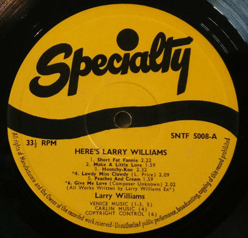 Larry Williams (3) : Original Hits (LP, RE)
