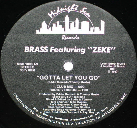 Brass Featuring Zeke (2) : Gotta Let You Go (12")