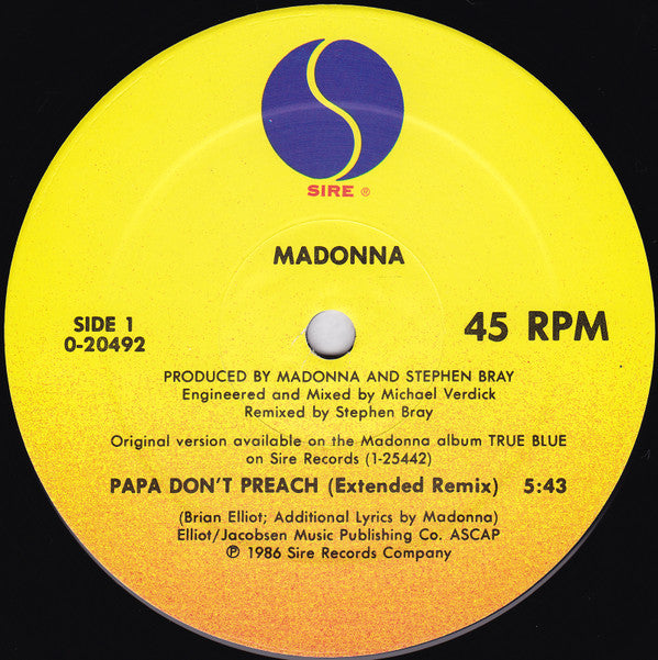 Madonna : Papa Don't Preach (12", Maxi, SRC)