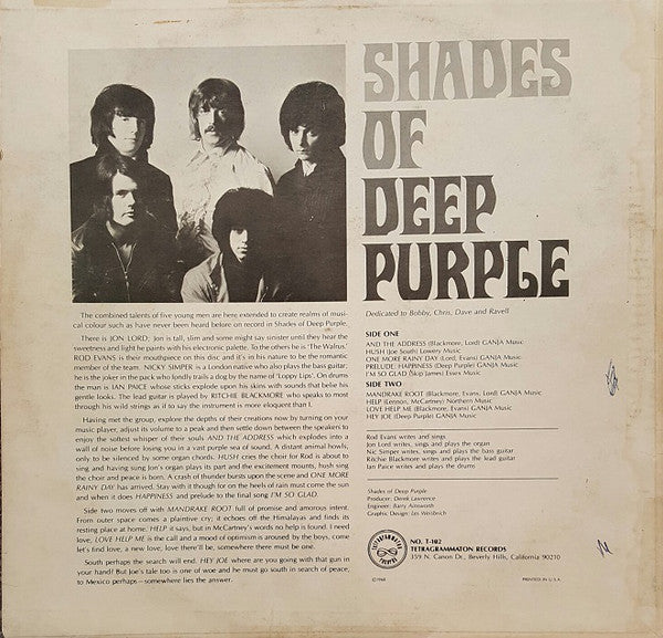 Deep Purple : Shades Of Deep Purple (LP, Album, Pit)