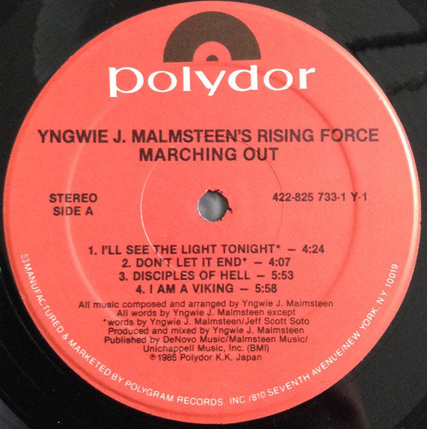 Yngwie J. Malmsteen's Rising Force : Marching Out (LP, Album, Hau)