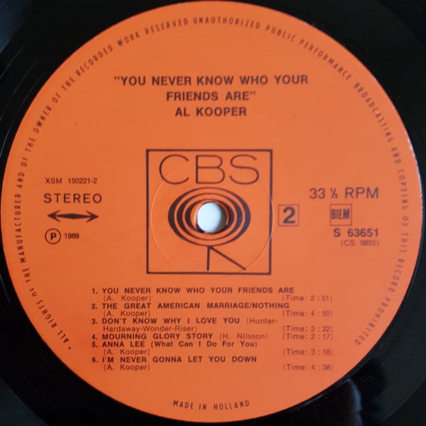 Al Kooper : You Never Know Who Your Friends Are (LP, Album)